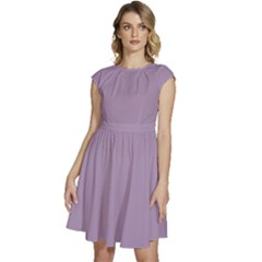 Glossy Grape Purple	 - 	cap Sleeve High Waist Dress by ColorfulDresses