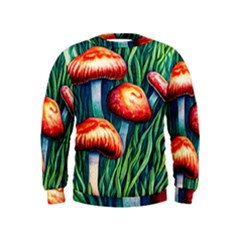 Enchanted Forest Mushroom Kids  Sweatshirt by GardenOfOphir
