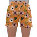 Flower Orange Pattern Floral Sleepwear Shorts View1