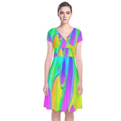 Fluid Background - Fluid Artist - Liquid - Fluid - Trendy Short Sleeve Front Wrap Dress by GardenOfOphir