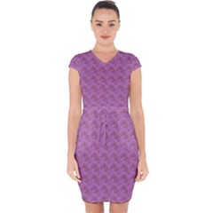 Violet Flowers Capsleeve Drawstring Dress  by Sparkle