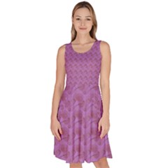 Violet Flowers Knee Length Skater Dress With Pockets by Sparkle