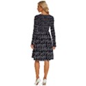 Black And White Love Kisses Pattern Long Sleeve Dress With Pocket View4
