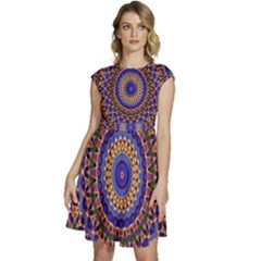 Mandala Kaleidoscope Background Cap Sleeve High Waist Dress by Jancukart