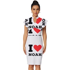 I Love Noah Vintage Frill Sleeve V-neck Bodycon Dress by ilovewhateva