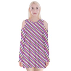 Background-102 Velvet Long Sleeve Shoulder Cutout Dress by nateshop