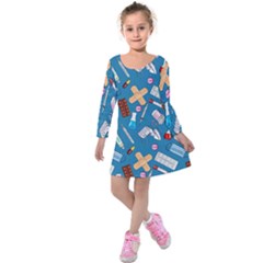 Medicine Pattern Kids  Long Sleeve Velvet Dress by SychEva