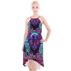 Gamer Life High-low Halter Chiffon Dress  by minxprints