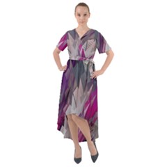 Colorful Artistic Pattern Design Front Wrap High Low Dress by Semog4
