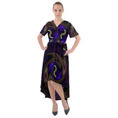 Manadala Twirl Abstract Front Wrap High Low Dress by Semog4
