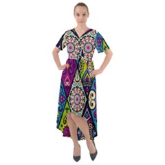 Ethnic Pattern Abstract Front Wrap High Low Dress by Semog4