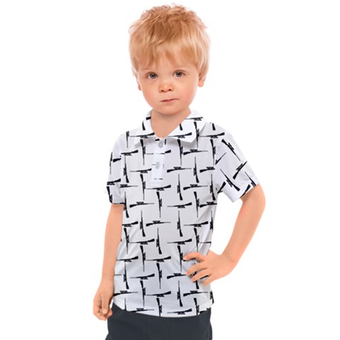 Precision Pursuit: Hunting Motif Black And White Pattern Kids  Polo Tee by dflcprintsclothing