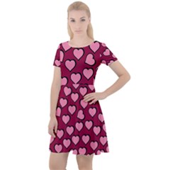 Pattern Pink Abstract Heart Love Cap Sleeve Velour Dress  by Ravend