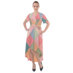 Background Geometric Triangle Front Wrap High Low Dress by Semog4