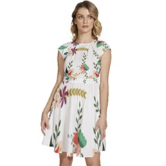Floral-backdrop-pattern-flower Cap Sleeve High Waist Dress by Semog4