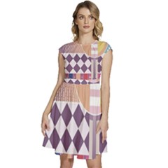 Abstract Shape Color Gradient Cap Sleeve High Waist Dress by Semog4