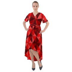 Red Diamond Shapes Pattern Front Wrap High Low Dress by Semog4