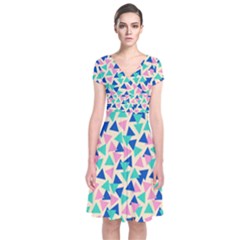 Pop Triangles Short Sleeve Front Wrap Dress by ConteMonfrey