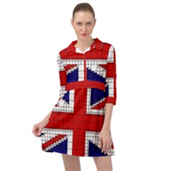Union Jack Flag Uk Patriotic Mini Skater Shirt Dress by Celenk