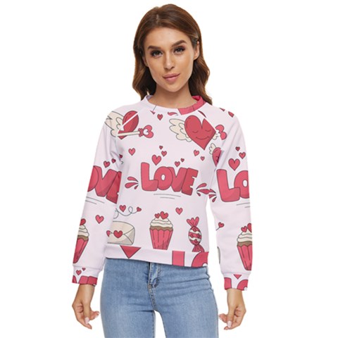 Hand Drawn Valentines Day Element Collection Women s Long Sleeve Raglan Tee by Salman4z