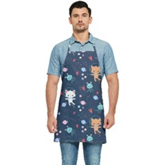 Cute-astronaut-cat-with-star-galaxy-elements-seamless-pattern Kitchen Apron by Salman4z