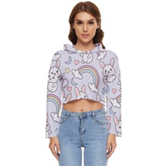 Seamless-pattern-with-cute-rabbit-character Women s Lightweight Cropped Hoodie by Salman4z
