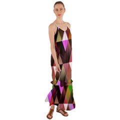 Abstract Geometric Triangles Shapes Cami Maxi Ruffle Chiffon Dress by danenraven