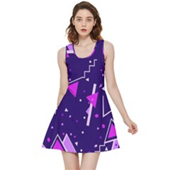 Purple Blue Geometric Pattern Inside Out Reversible Sleeveless Dress by danenraven