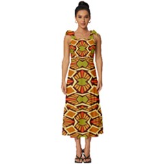 Geometry Shape Retro Trendy Symbol Tie-strap Tiered Midi Chiffon Dress by danenraven