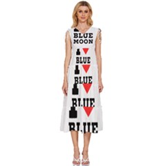 I Love Blue Moon V-neck Drawstring Shoulder Sleeveless Maxi Dress by ilovewhateva