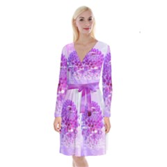 Dahlia Blossom Bloom Dahlias Fall Long Sleeve Velvet Front Wrap Dress by danenraven