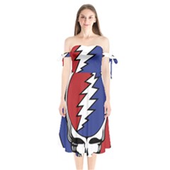 Grateful Dead Shoulder Tie Bardot Midi Dress by Mog4mog4