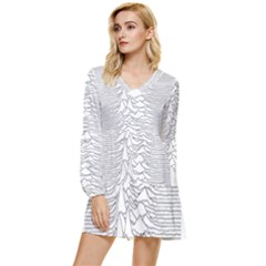 Joy Division Unknown Pleasures Post Punk Tiered Long Sleeve Mini Dress by Mog4mog4