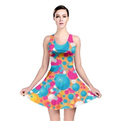Circles Art Seamless Repeat Bright Colors Colorful Reversible Skater Dress by 99art