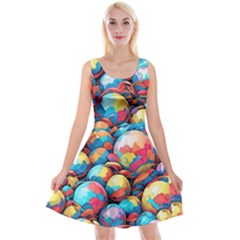 Pattern Seamless Balls Colorful Rainbow Colors Reversible Velvet Sleeveless Dress by 99art