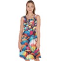 Pattern Seamless Balls Colorful Rainbow Colors Knee Length Skater Dress With Pockets View1