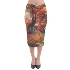Collage Art Ai Wow Awesome Velvet Midi Pencil Skirt by 99art