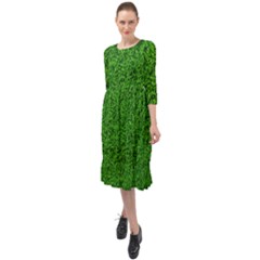 Green Grass Texture Summer Ruffle End Midi Chiffon Dress by 99art