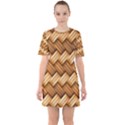 Wooden Weaving Texture Sixties Short Sleeve Mini Dress View1