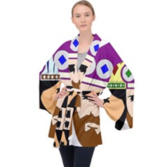 Comic-characters-eastern-magi-sages Long Sleeve Velvet Kimono  by 99art