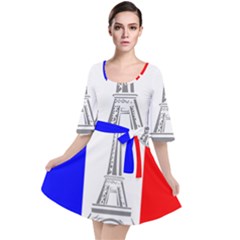Eiffel-tower-france-flag-tower- Velour Kimono Dress by 99art