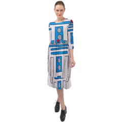 Technology-clip-art-r2d2 Ruffle End Midi Chiffon Dress by 99art