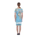 Blue White And Green World Map National Geographic Classic Short Sleeve Midi Dress View2