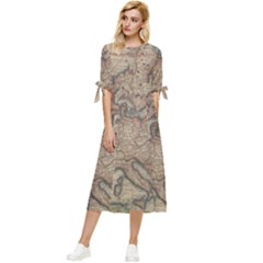 Old Vintage Classic Map Of Europe Bow Sleeve Chiffon Midi Dress by B30l