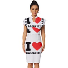 I Love Balsamic Vintage Frill Sleeve V-neck Bodycon Dress by ilovewhateva