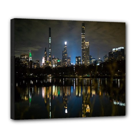 New York Night Central Park Skyscrapers Skyline Deluxe Canvas 24  X 20  (stretched) by Cowasu