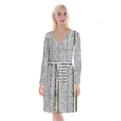 Manuscript Lost Pages Lost History Long Sleeve Velvet Front Wrap Dress by Bangk1t