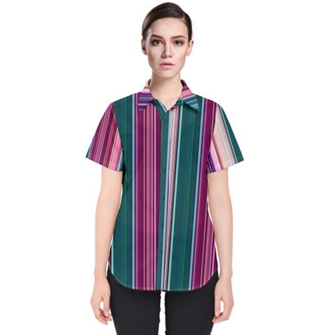 Vertical Line Color Lines Texture Women s Short Sleeve Shirt by Bangk1t