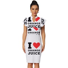 I Love Orange Juice Vintage Frill Sleeve V-neck Bodycon Dress by ilovewhateva