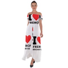I Love French Breakfast  Off Shoulder Open Front Chiffon Dress by ilovewhateva